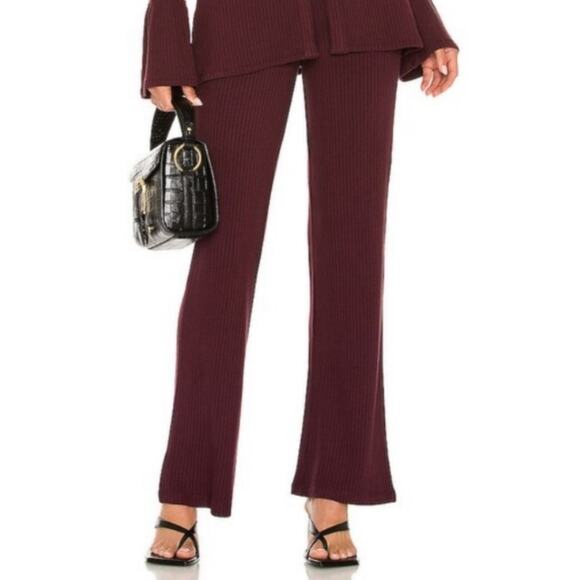 Revolve n: PHILANTHROPY NWT Reign Wine Red Pocketed Ribbed Wide Bootcut Pants XS - Picture 1 of 12
